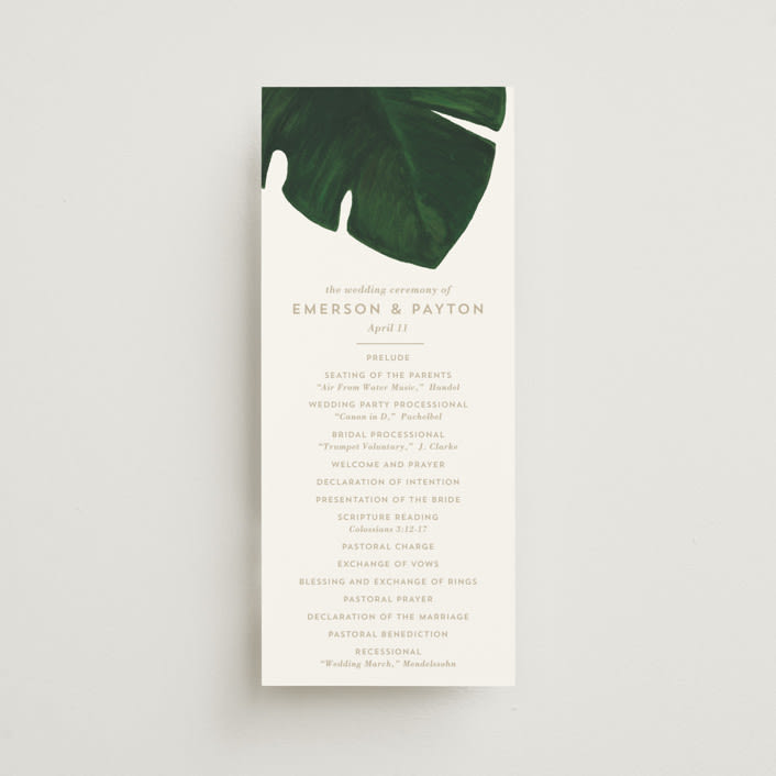 "Palm" - Wedding Programs in Classic Palm by Kaydi Bishop - Front