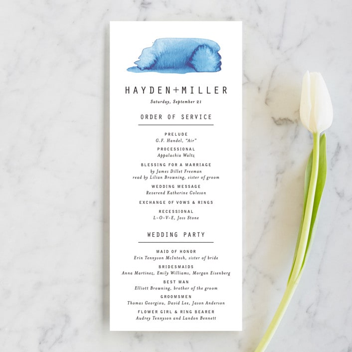 "Modern Water" - Wedding Programs in Celestial by Olivia Raufman - Front