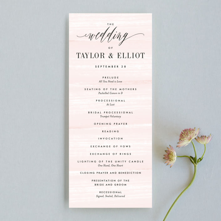 "Effervescent" - Wedding Programs in Blush by Kristie Kern - Front