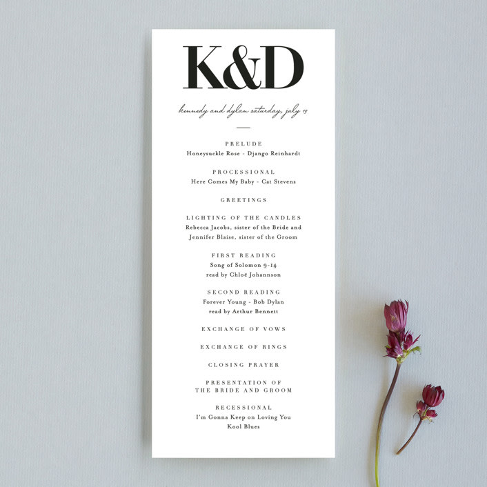 "The Minimalist" - Wedding Programs in Pearl by Kelly Schmidt - Front