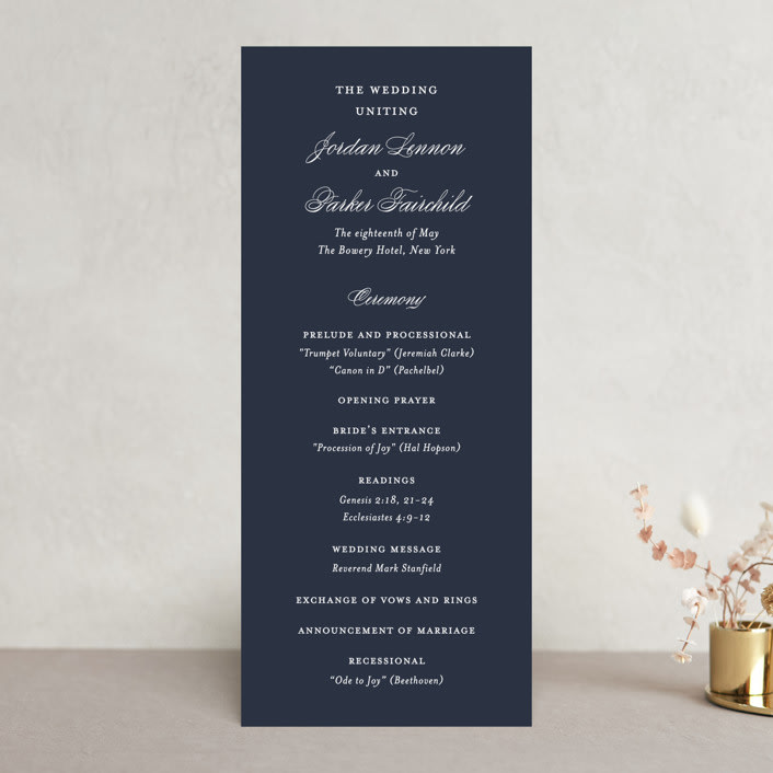 "Flawless" - Wedding Programs in Midnight by Kimberly FitzSimons - Front