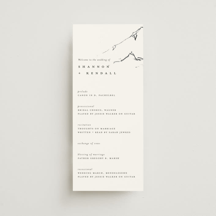 "Sketched Mountains" - Wedding Programs in Snow by Mere Paper - Front