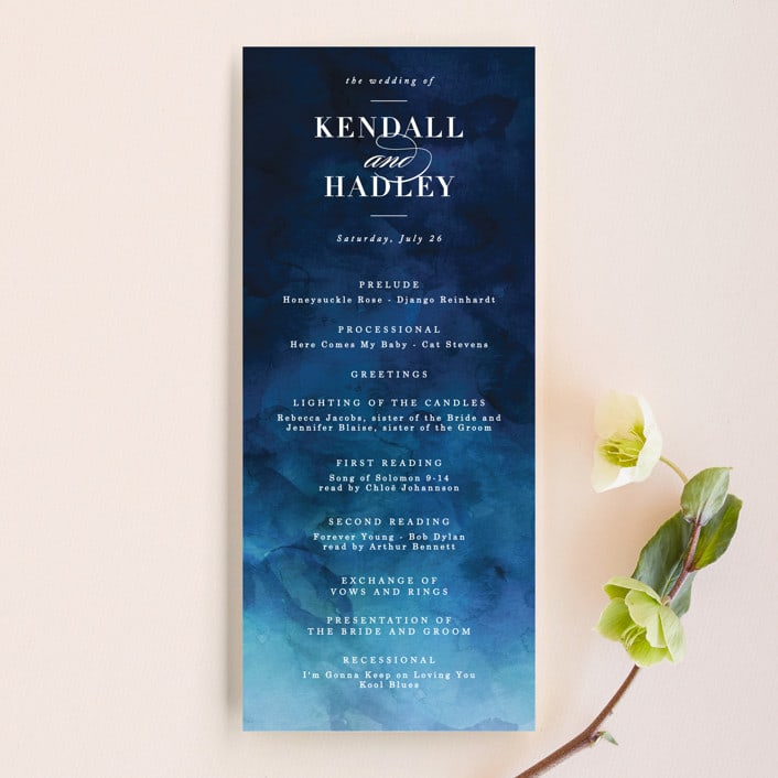 "Indigo Sea" - Wedding Programs in Ocean by Kelly Schmidt - Front