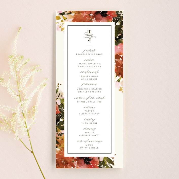 "Eden" - Wedding Programs in Poinsettia by Lori Wemple - Front