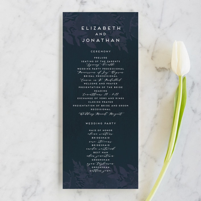 "Dash" - Wedding Programs in Midnight by Grace Kreinbrink - Front