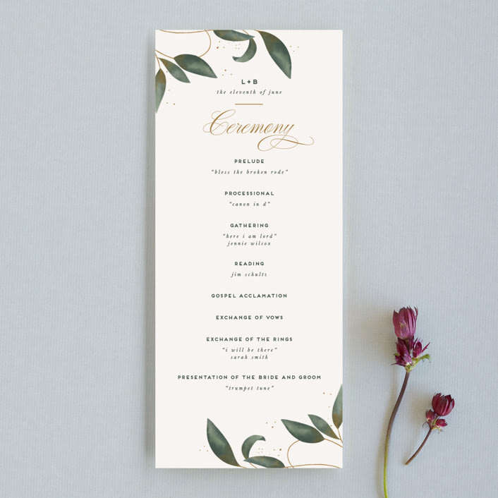 "Love Grows" - Wedding Programs in Leaf by Leah Bisch - Front