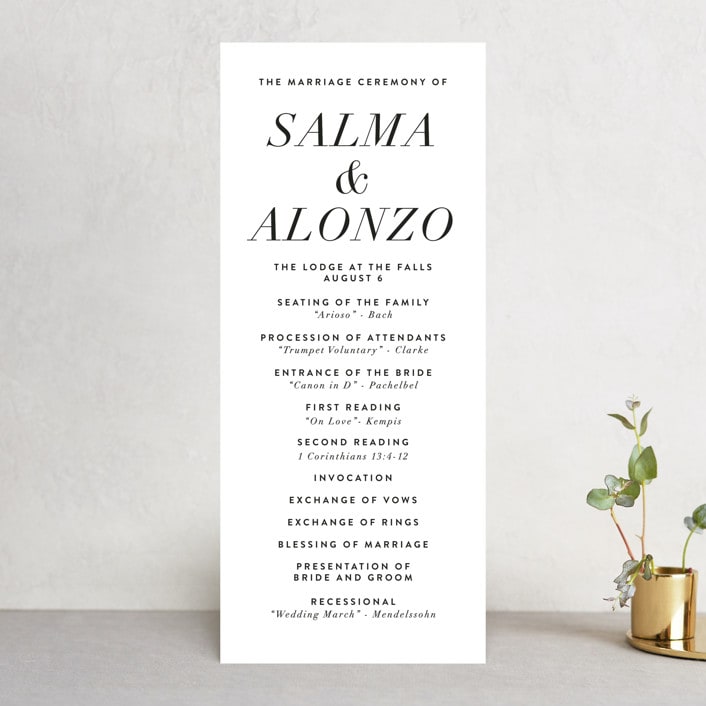 "Bad Dancing" - Wedding Programs in Dove by Amy Payne - Front