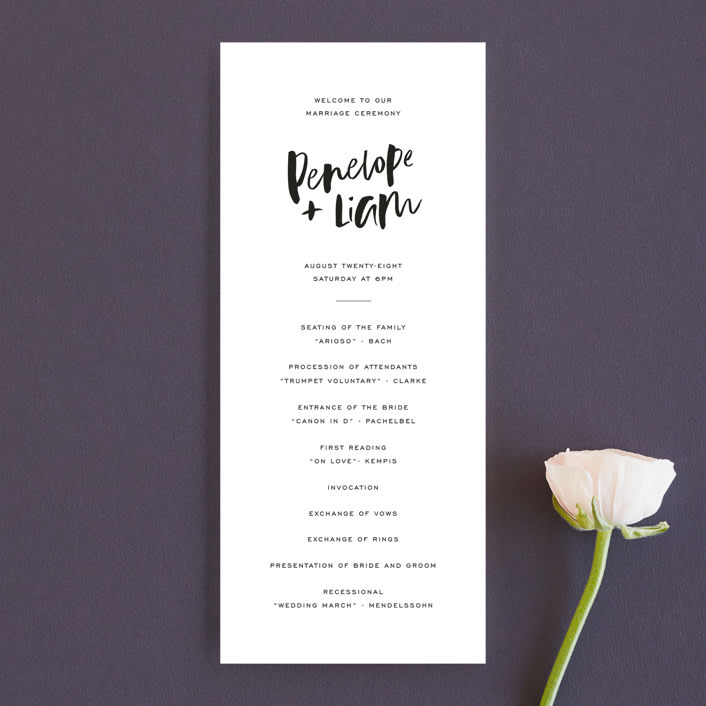 "Love Actually" - Wedding Programs in Onyx by Design Lotus - Front