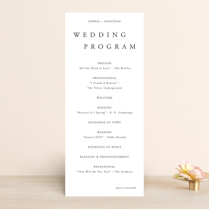 "The Minimalist" - Wedding Programs in Air by lulu and isabelle - Front