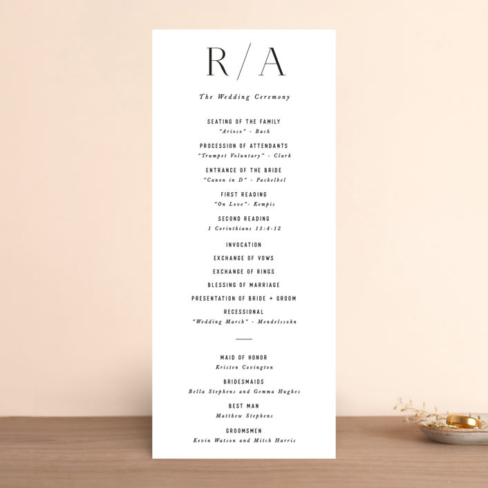 "Namely" - Wedding Programs in Pearl by Hooray Creative - Front