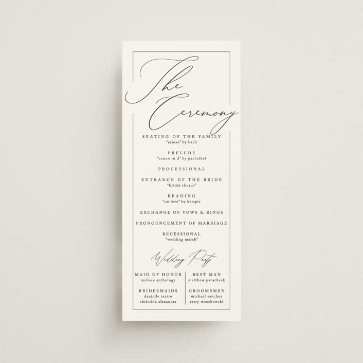 "Love Story" - Wedding Programs in Alabaster by Liz Conley - Front