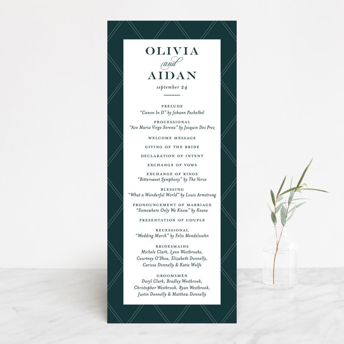 "Succulent Center" - Wedding Programs in Cactus by Jessica Williams - Front
