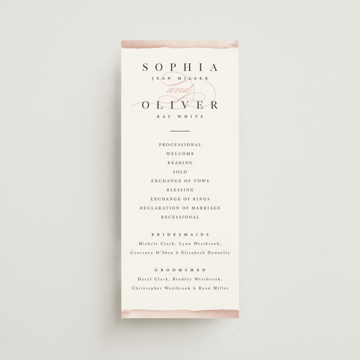 "First Love" - Wedding Programs in Blush by Pixel and Hank - Front