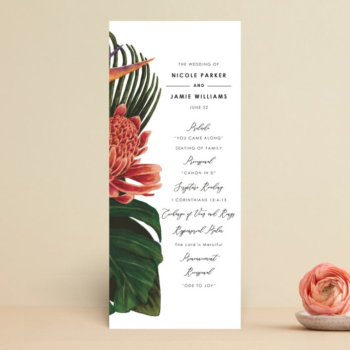 "Tropical Bouquet" - Wedding Programs in Basil by Elly - Front