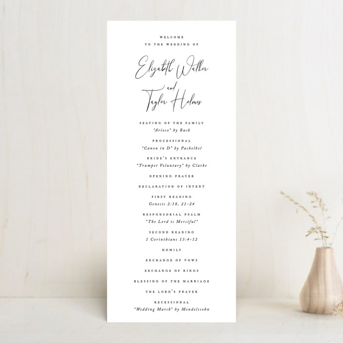"Desire" - Wedding Programs in Cotton by Jennifer Postorino - Front