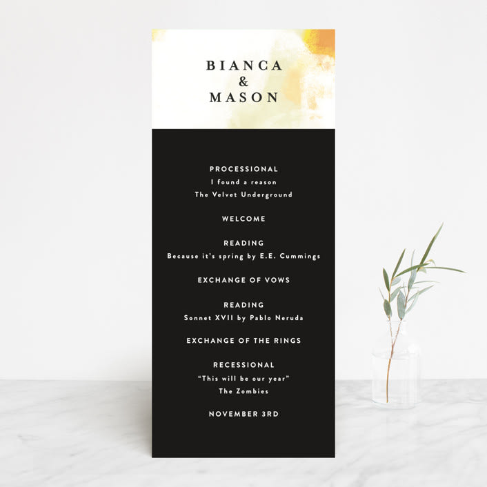"Upper Block" - Wedding Programs in Daisy by Lea Velasquez - Front