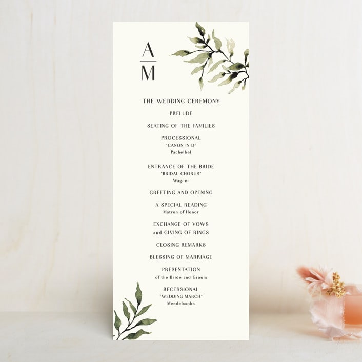 "Rural Romance" - Wedding Programs in Leaf by Chris Griffith - Front