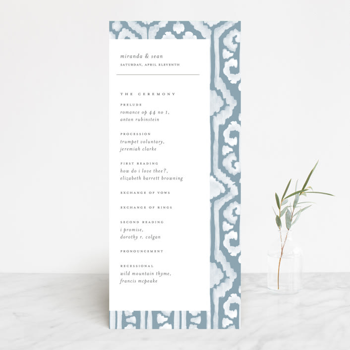 "Painted Ikat" - Wedding Programs in Frost by Liz Conley - Front