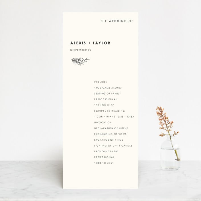 "Modern Bliss" - Wedding Programs in Cream by Elly - Front