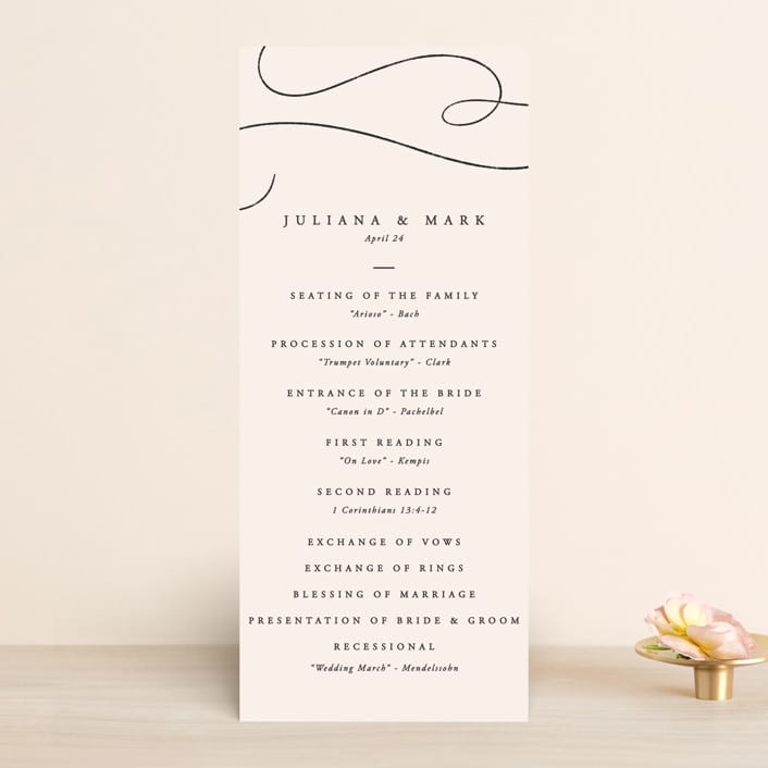 "Fountain Pen" - Wedding Programs in Creme by Erin L. Wilson - Front
