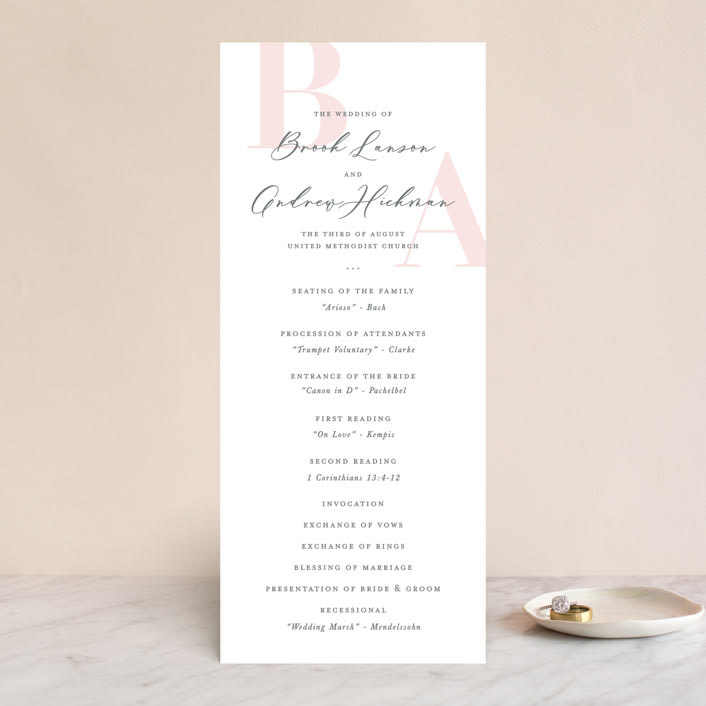 "Lettera" - Wedding Programs in Blush by Lauren Chism - Front