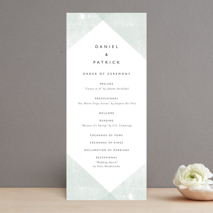 "Elegantly Minimal" - Wedding Programs in Seafoam by itsjensworld - Front
