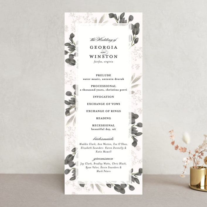 "Spring Botanicals" - Wedding Programs in Blush by Susan Moyal - Front