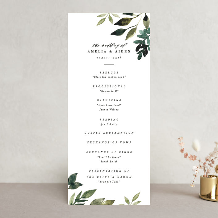 "Clearing" - Wedding Programs in Leaf by Alethea and Ruth - Front