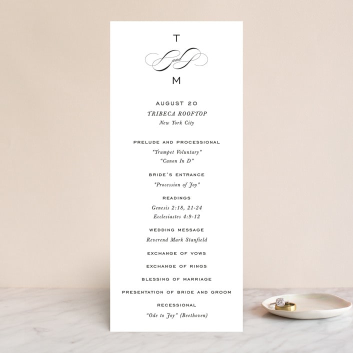 "Enamored" - Wedding Programs in Obsidian by Kimberly FitzSimons - Front