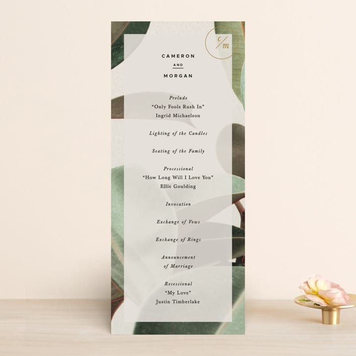 "Powder Room Florals" - Wedding Programs in Cream by Ariel Rutland - Front