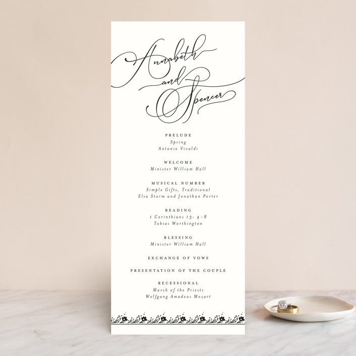 "Heirloom" - Wedding Programs in Ink by Kimberly Morgan - Front