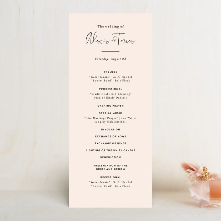 "Just the Two of Us" - Wedding Programs in Blush by Jennifer Wick - Front