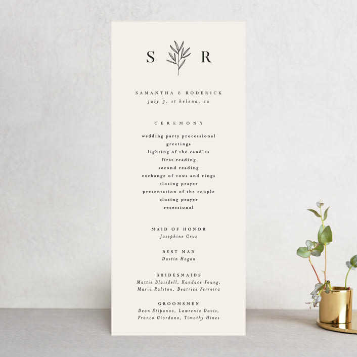 "Italia" - Wedding Programs in Taupe by Kelly Schmidt - Front