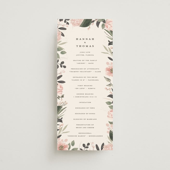 "Ivory Ring" - Wedding Programs in Blush by Susan Moyal - Front