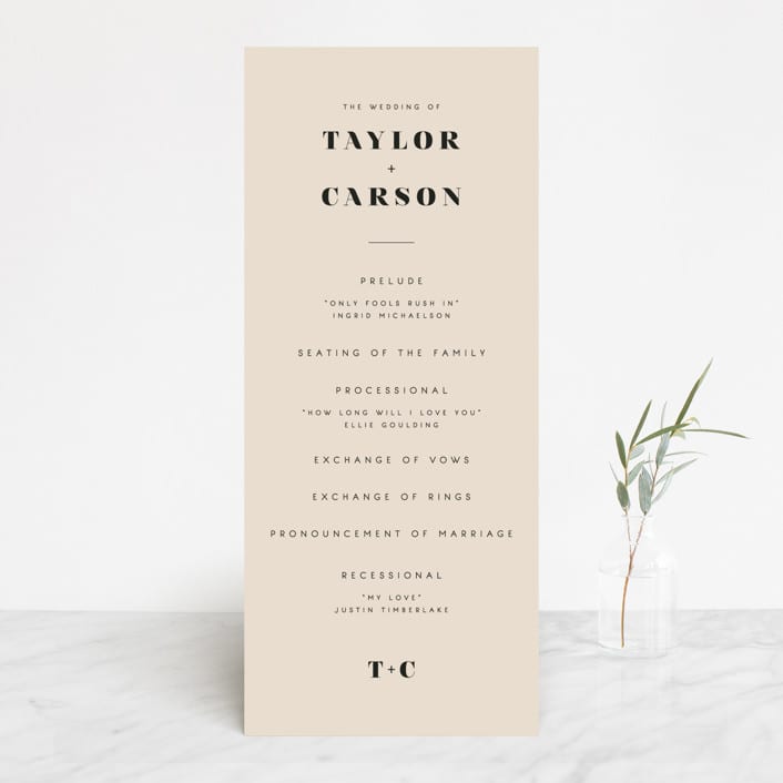 "Formation" - Wedding Programs in Terracotta by Olivia Goree - Front