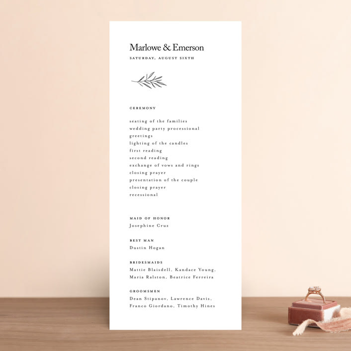 "Marlowe" - Wedding Programs in Classy White by Kelly Schmidt - Front