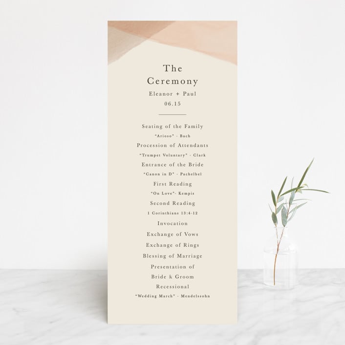 "Desert Wash" - Wedding Programs in Peach by Amy Kross - Front