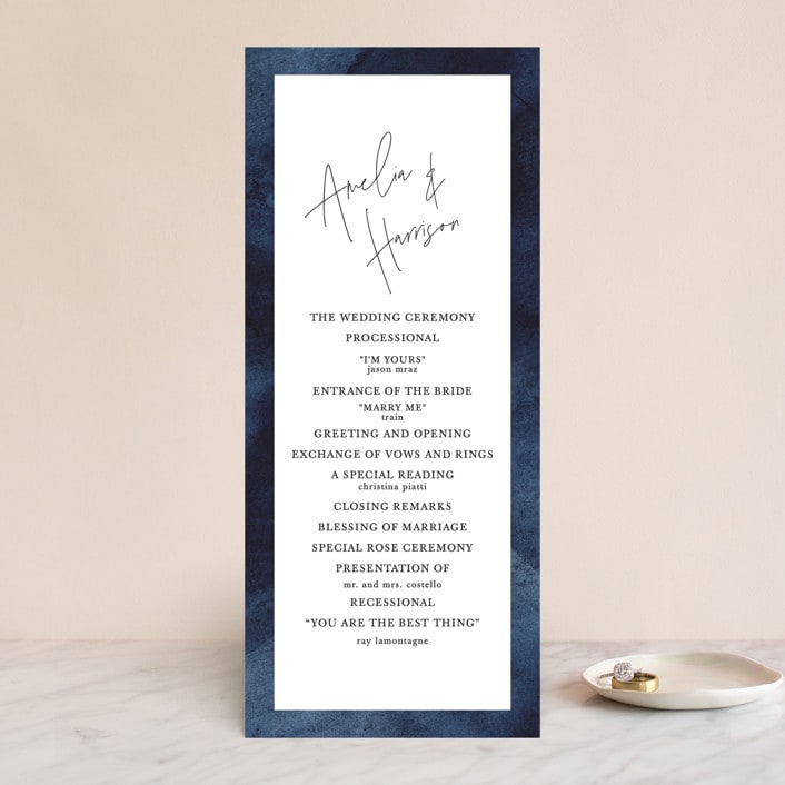 "Plain and Simple" - Wedding Programs in Sapphire by Chris Griffith - Front
