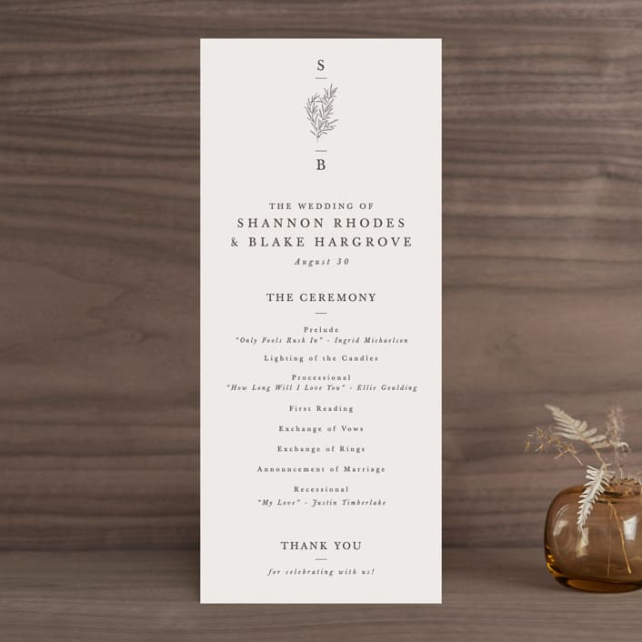 "Herb Garden" - Wedding Programs in Taupe by Sarah Brown - Front