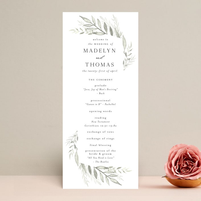 "Sweeping" - Wedding Programs in Linen by Carolyn Nicks - Front