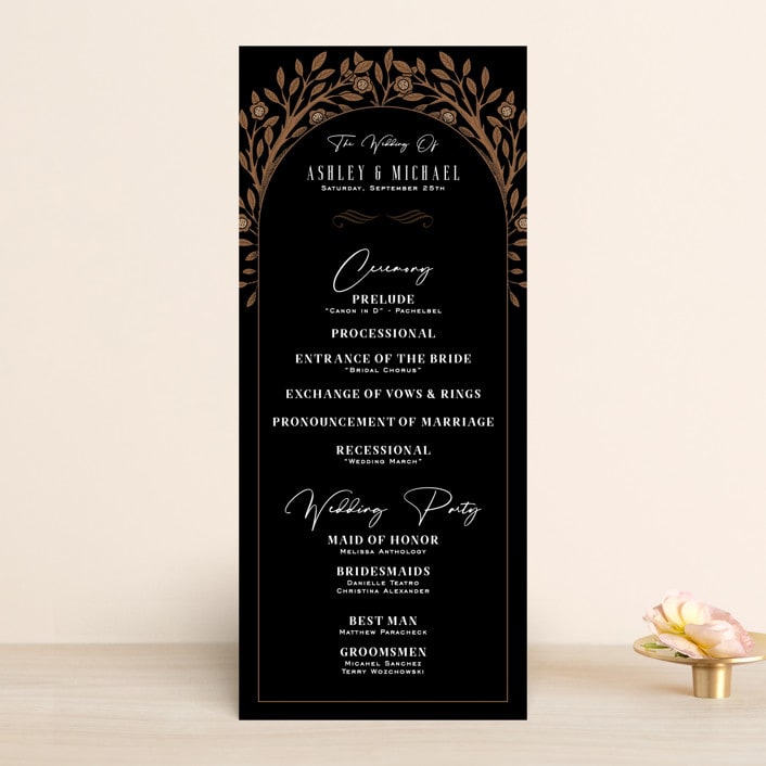 "Grand Natura" - Wedding Programs in Noir by GeekInk Design - Front