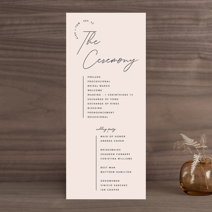 "Aesthetic" - Wedding Programs in Blush by Liz Conley - Front