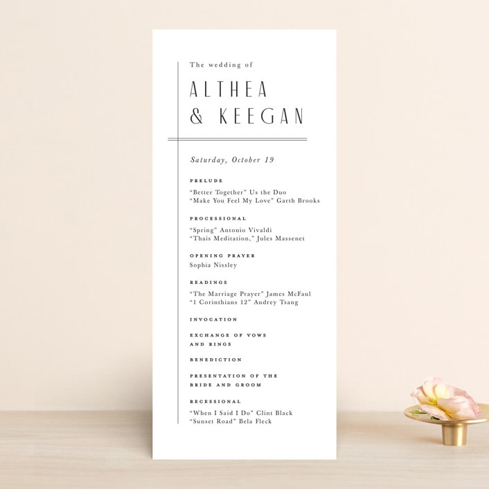"Narrative" - Wedding Programs in Frost by Jennifer Wick - Front