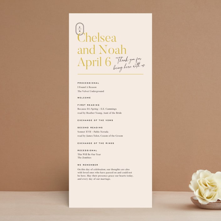 "Brooklynite" - Wedding Programs in Bisque by Annie Clark - Front