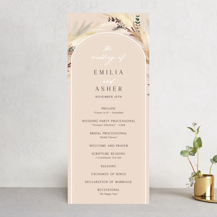 "Bohemian Pampas" - Wedding Programs in Sand by Kaydi Bishop - Front
