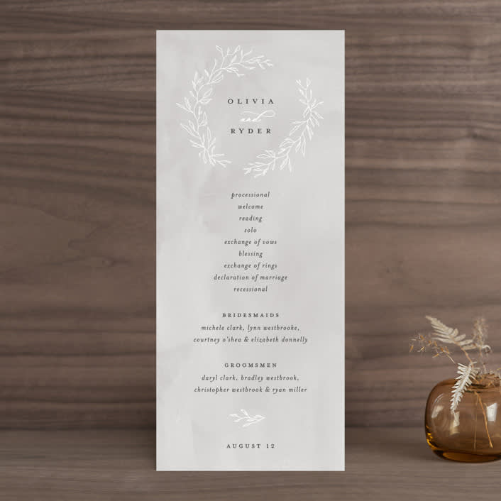 "Abundant Wreath" - Wedding Programs in Fog by Pixel and Hank - Front