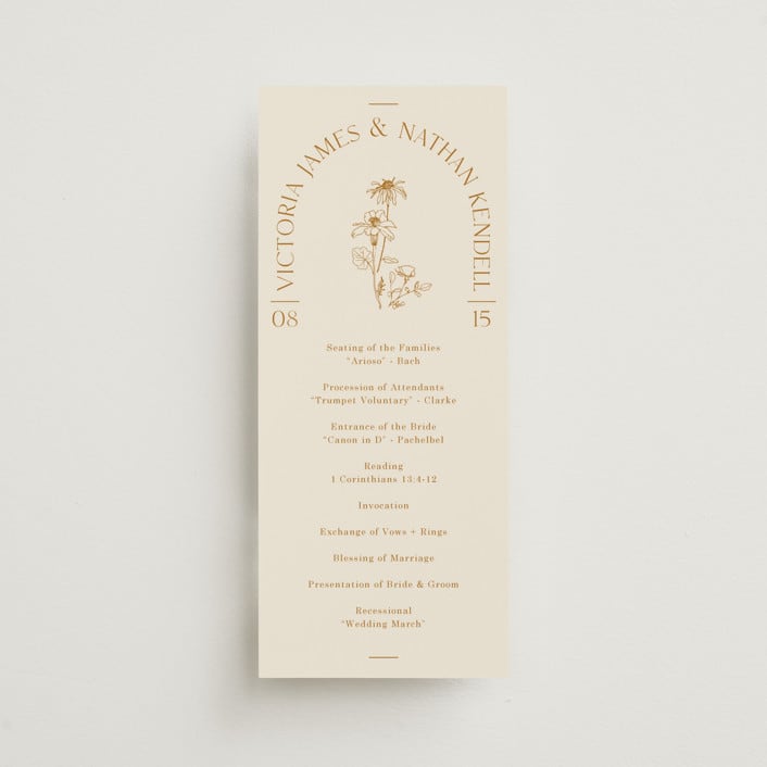 "Floral Type Arch" - Wedding Programs in Cream by Baumbirdy - Front
