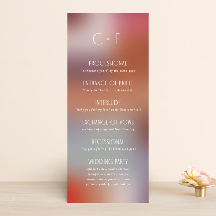 "Retro Grid" - Wedding Programs in Sunset by Simona Camp - Front