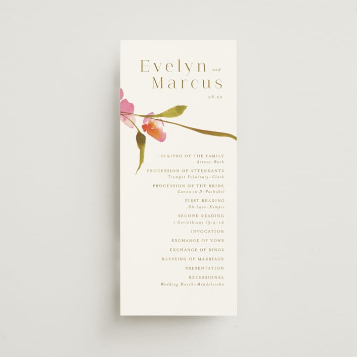 "colorwash floral" - Wedding Programs in Blossom by Angela Marzuki - Front