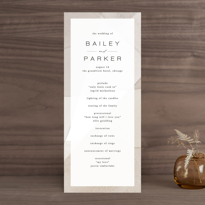 "Gossamer" - Wedding Programs in Sandstone by Kate Ahn - Front